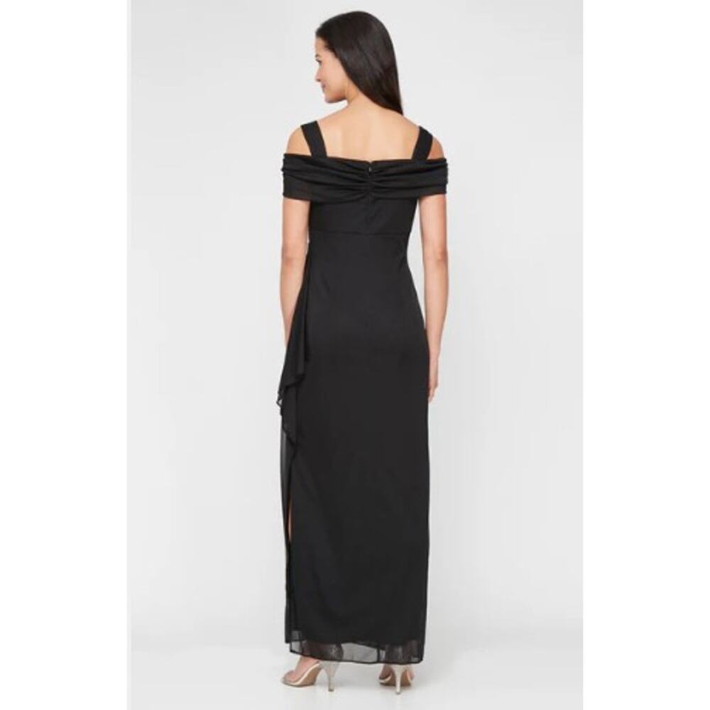 Alex Evenings Draped Neck Cap Sleeve Gown, Black, Size 12 - NEW with tags! - Picture 2 of 9